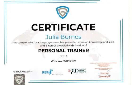 Certyfikat Rehabilitacji Ruchowej